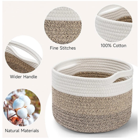 Generic Cotton Kidi 9x7 Inch Pack of 3 Storage Basket For Clothes (Kidi White)