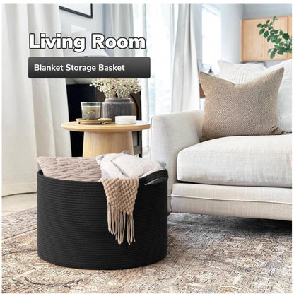 Generic Cotton Basket 14x12 Inch Storage Basket For Clothes (Black)