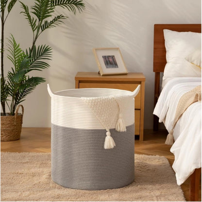 Generic Cotton 12x14 Inch- 1 Pcs Storage Basket For Clothes (Gray-White)