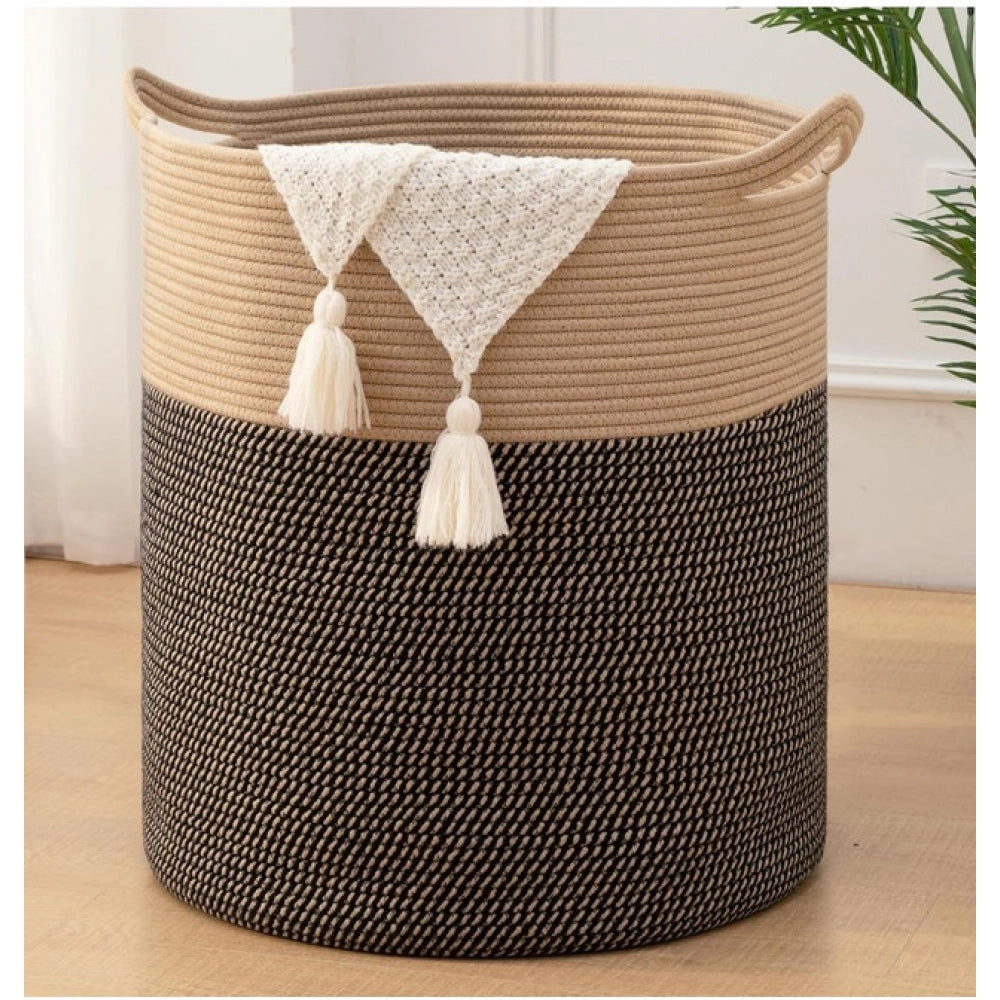 Generic Cotton 12x14 Inch -Storage Basket For Clothes (Dark Brown)