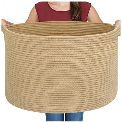 Generic Cotton 14x12 Inch Pack of 1 Storage Basket For Clothes (Beige)