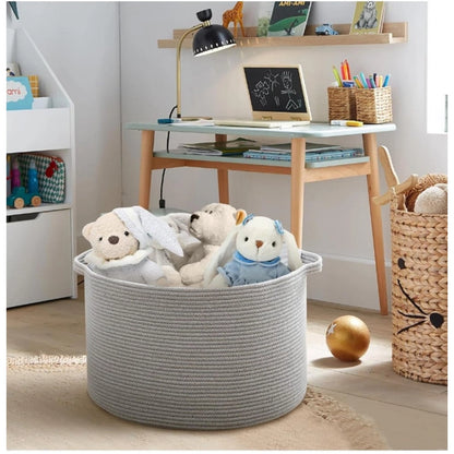 Generic Cotton 14x12 Inch Pack of 1 Storage Basket For Clothes (Gray)