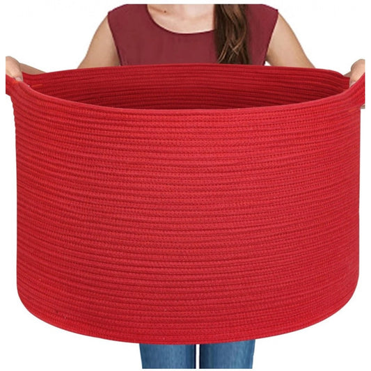 Generic Cotton 14x12 Inch Pack of 1 Storage Basket For Clothes (Red)