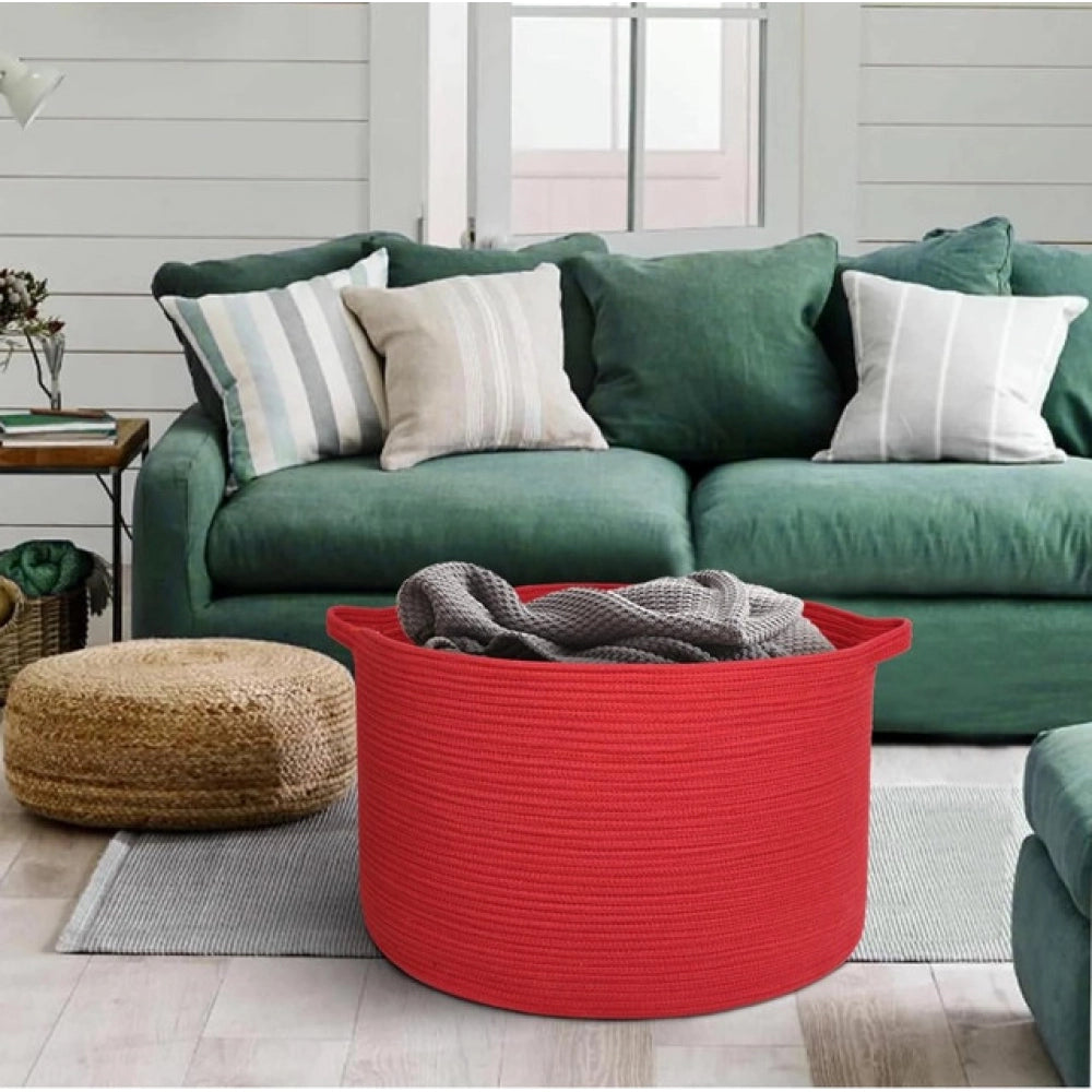 Generic Cotton 14x12 Inch Pack of 1 Storage Basket For Clothes (Red)