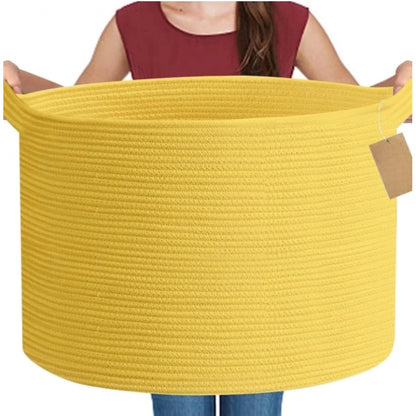 Generic Cotton 14x12 Inch Pack of 1 Storage Basket For Clothes (Yellow)