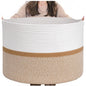 Generic Cotton Dori 16x14 Inch Storage Basket For Clothes (White-Beige White)