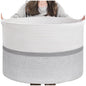 Generic Cotton Dori 16x14 Inch Storage Basket For Clothes (White-Gray White)