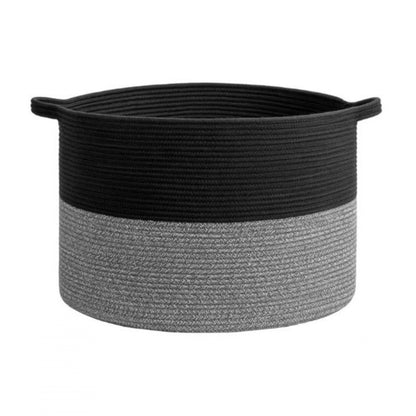 Generic Cotton 16x14 Inch Pack of 1 Storage Basket For Clothes (Black)