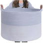 Generic Cotton 16x14 Inch Pack of 1 Storage Basket For Clothes (Gray- Gray White)