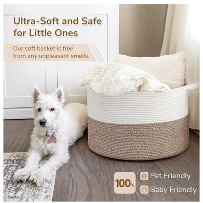 Generic Cotton Kidi- 16x14 Inch Pack of 1 Storage Basket For Clothes (Kidi-White)