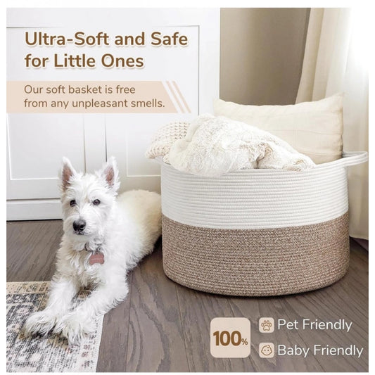 Generic Cotton Kidi- 16x14 Inch Pack of 1 Storage Basket For Clothes (Kidi-White)