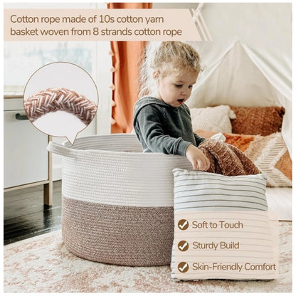 Generic Cotton Kidi- 16x14 Inch Pack of 1 Storage Basket For Clothes (Kidi-White)