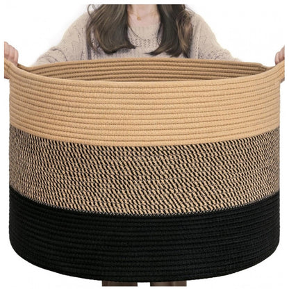 Generic Cotton Mix 16x14 Inch Pack of 1 Storage Basket For Clothes (Multicolor)