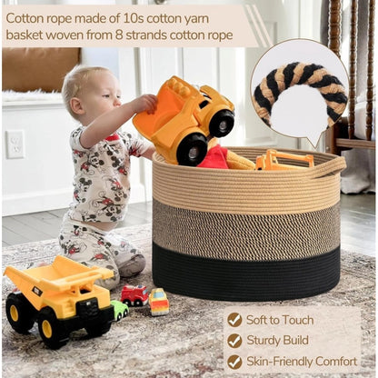 Generic Cotton Mix 16x14 Inch Pack of 1 Storage Basket For Clothes (Multicolor)