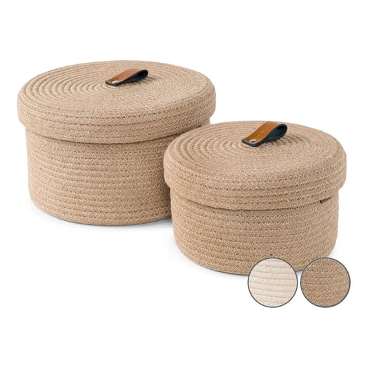 Generic Cotton 2 Pcs Set Roti Box Storage Basket With Lid (Beige)