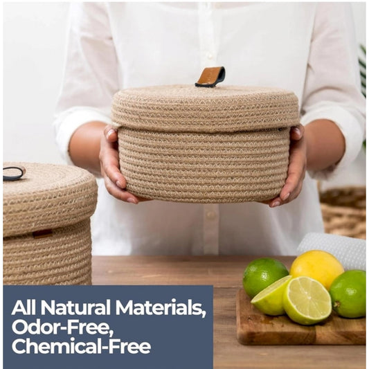 Generic Cotton 2 Pcs Set Roti Box Storage Basket With Lid (Beige)