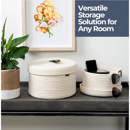 Generic Cotton 2 Pcs Set Roti Box Storage Basket With Lid (White)