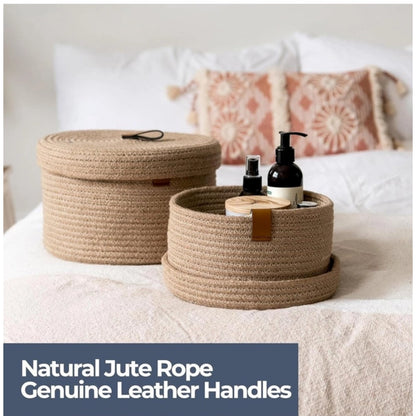 Generic Cotton 3 Pcs Set Roti Box Storage Basket With Lid (Beige)