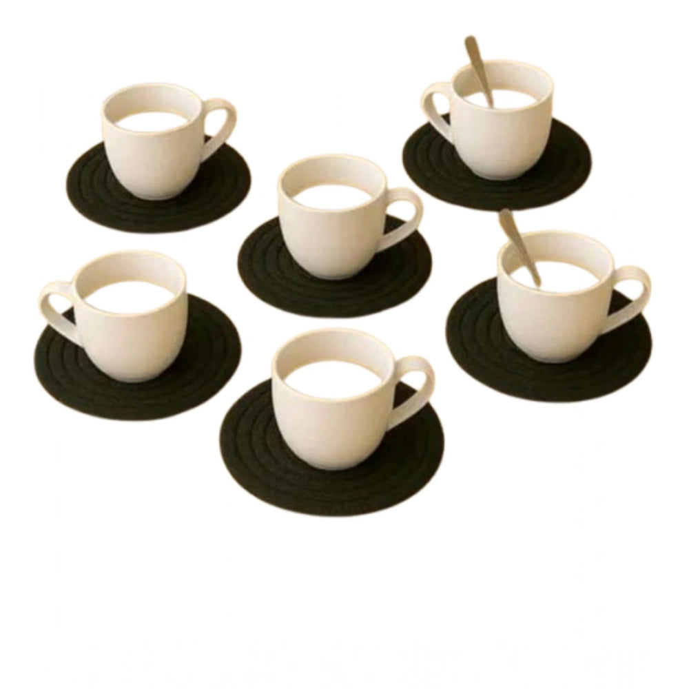 Generic Cotton 6 Pcs Set Tea Coaster 6 Pcs Set (Black)