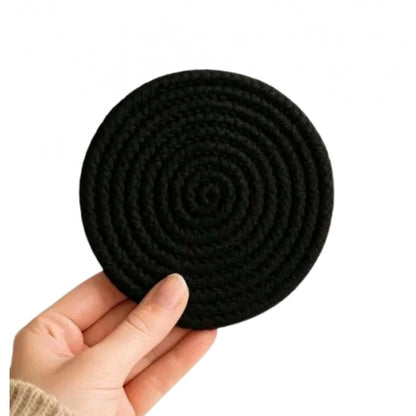 Generic Cotton 6 Pcs Set Tea Coaster 6 Pcs Set (Black)
