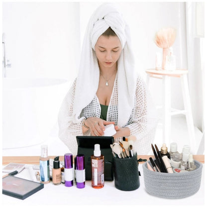 Generic Cotton 8x3 Inch Round 1 Pcs Bedside Organizer (Gray)