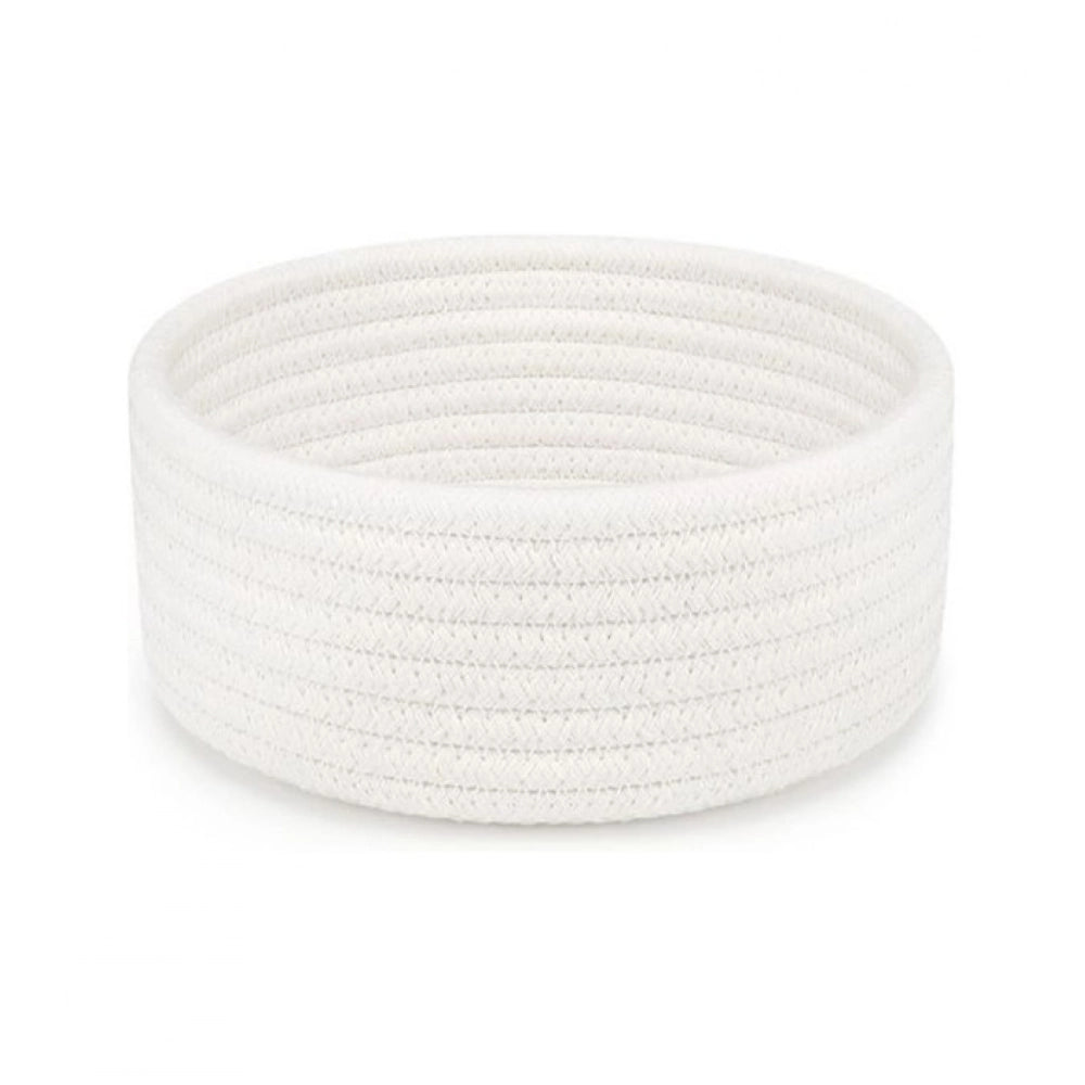 Generic Cotton 8x3 Inch Round 1 Pcs Bedside Organizer (White)