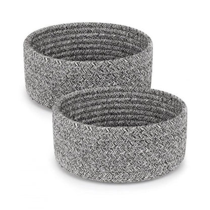 Generic Cotton 8x3 Inch Kidi Round 2 Set Bedside Organizer (Black)