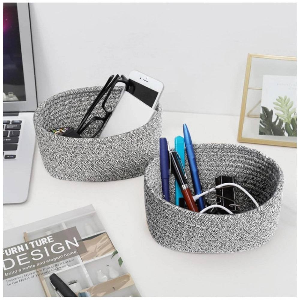 Generic Cotton 8x3 Inch Kidi Round 2 Set Bedside Organizer (Black)