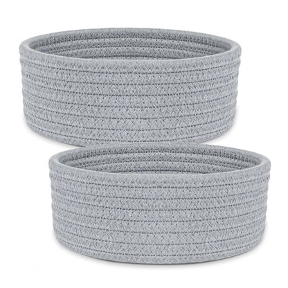 Generic Cotton 8x3 Inch Round 2 Set Bedside Organizer (Gray)