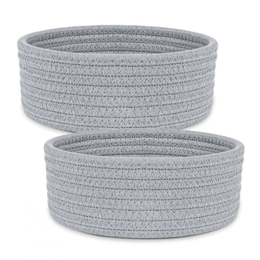 Generic Cotton 8x3 Inch Round 2 Set Bedside Organizer (Gray)