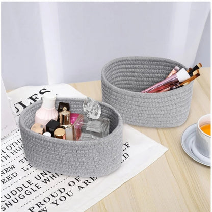Generic Cotton 8x3 Inch Round 2 Set Bedside Organizer (Gray)