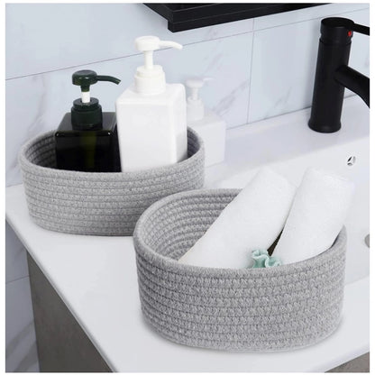 Generic Cotton 8x3 Inch Round 2 Set Bedside Organizer (Gray)