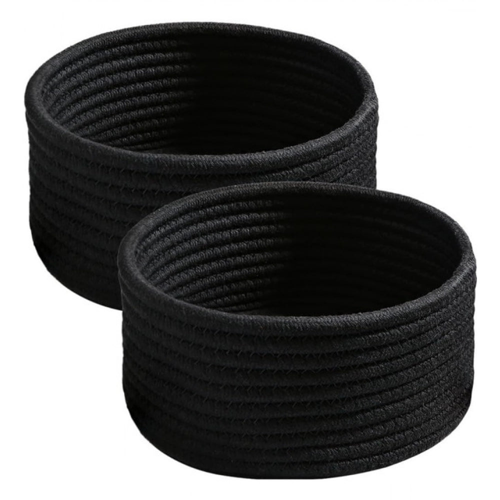Generic Cotton 8x3 Inch Round 3 Set Bedside Organizer (Black)