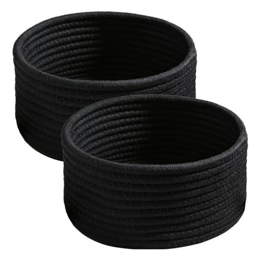 Generic Cotton 8x3 Inch Round 3 Set Bedside Organizer (Black)