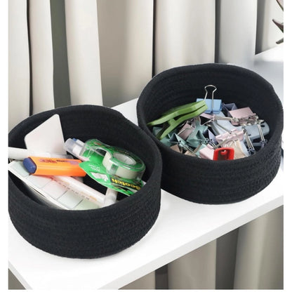 Generic Cotton 8x3 Inch Round 3 Set Bedside Organizer (Black)