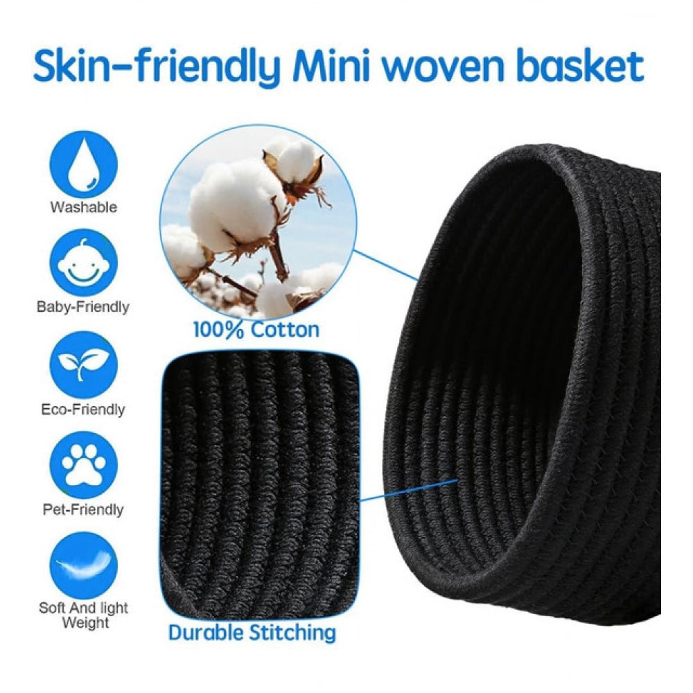 Generic Cotton 8x3 Inch Round 3 Set Bedside Organizer (Black)