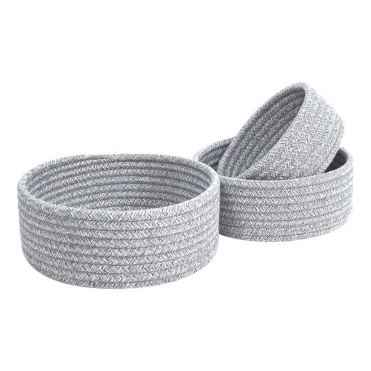 Generic Cotton 8x3 Inch Kidi Round 3 Set Bedside Organizer (Gray)