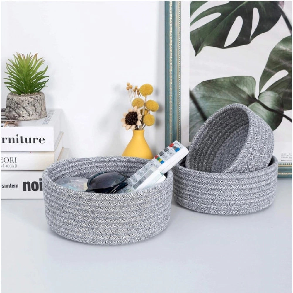 Generic Cotton 8x3 Inch Kidi Round 3 Set Bedside Organizer (Gray)