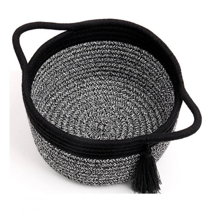 Generic Cotton 8x4 Inch Round 2 Set Kidi With Jhalar Bedside Organizer (Black Kidi)