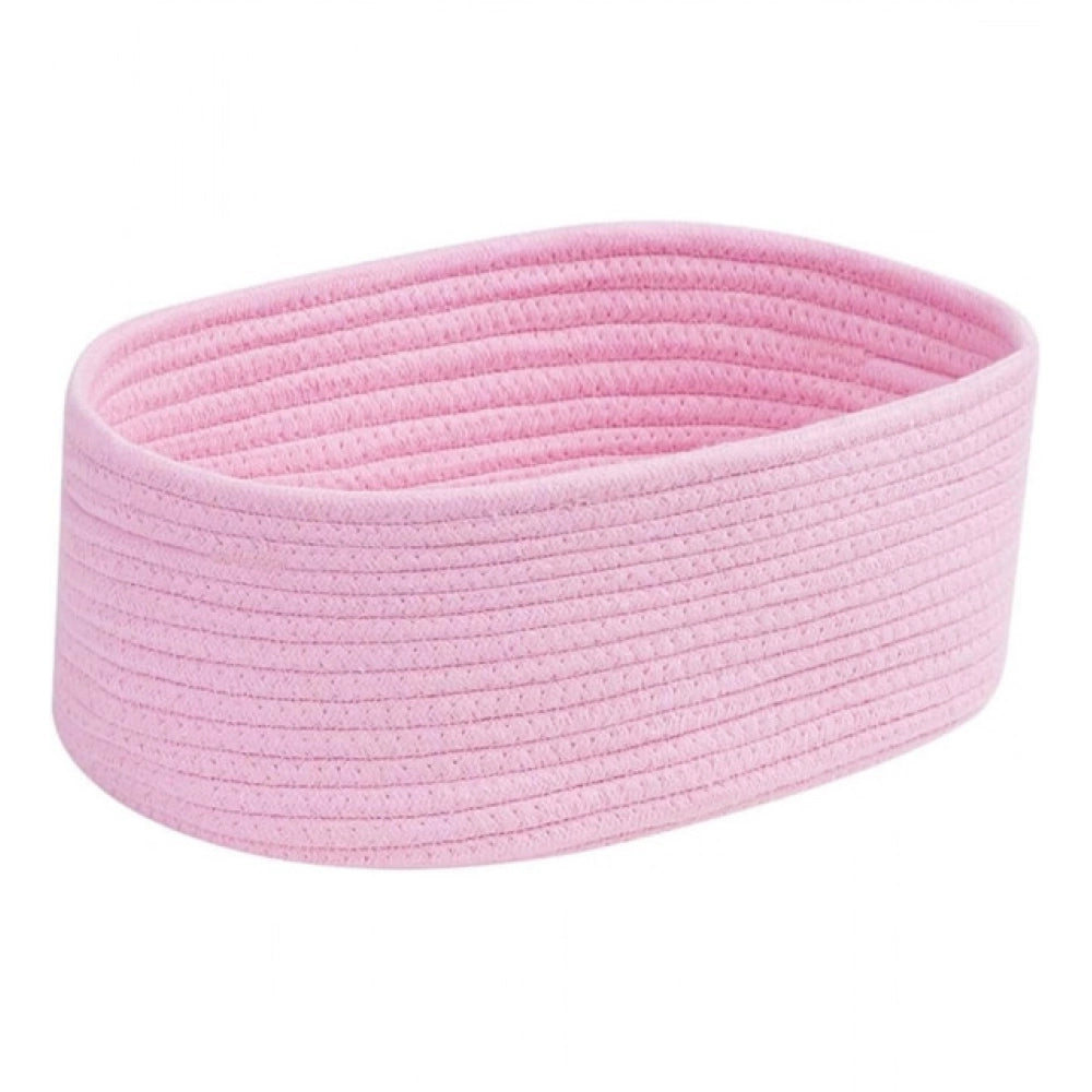 Generic Cotton Oval 10x7x5 Inch Bedside Organizer (Pink)