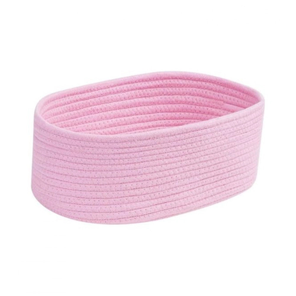 Generic Cotton Oval 10x7x5 Inch Bedside Organizer (Pink)