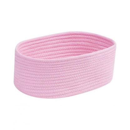 Generic Cotton Oval 10x7x5 Inch Bedside Organizer (Pink)
