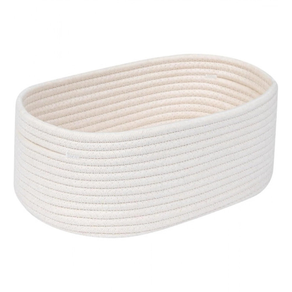 Generic Cotton Oval 10x7x5 Inch Bedside Organizer (White)