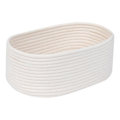 Generic Cotton Oval 10x7x5 Inch Bedside Organizer (White)