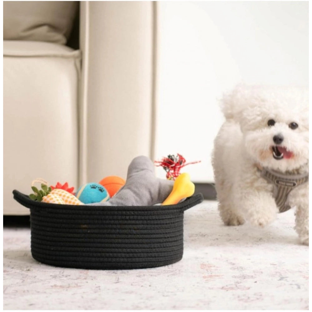 Generic Cotton 8x3 Inch Round Bedside Organizer (Black)