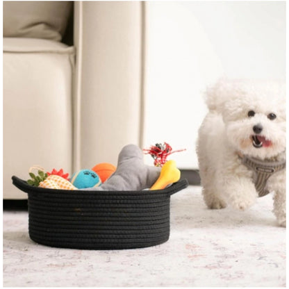 Generic Cotton 8x3 Inch Round Bedside Organizer (Black)