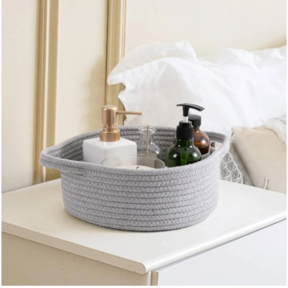 Generic Cotton 8x3 Inch Round Bedside Organizer (Gray)