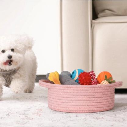 Generic Cotton 8x3 Inch Round Bedside Organizer (Pink)