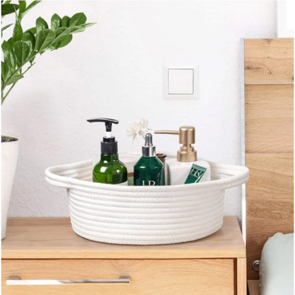 Generic Cotton 8x3 Inch Round Bedside Organizer (White)