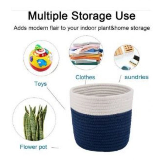 Generic Cotton Flower Pot (White Blue)